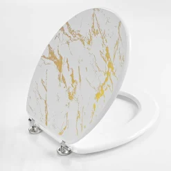 Abattant WC 18 pouces MDF effet marbre Aquamarbre Blanc