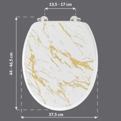 Abattant WC 18 pouces MDF effet marbre Aquamarbre Blanc