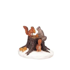 Accessoire Lemax (H3,4 cm) Ecureuils et tronc d'arbre