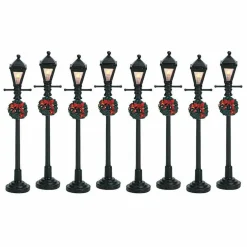 Accessoire Lemax (H10 cm) Lot de 8 Réverbères lumineux à piles