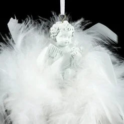 Ange à suspendre (H5,5 cm) Couronne Blanc