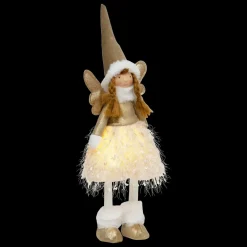 Ange de Noël lumineux à piles (H48 cm) Fée clair de lune Dorée