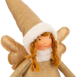 Ange de Noël lumineux à piles (H95 cm) Fée lune téléscopique Dorée