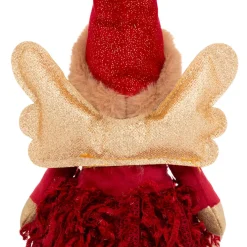 Ange de Noël lumineux à piles (H55 cm) Fée clair de lune assise Rouge