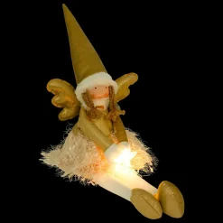 Ange de Noël lumineux à piles (H48 cm) Fée clair de lune assise Dorée