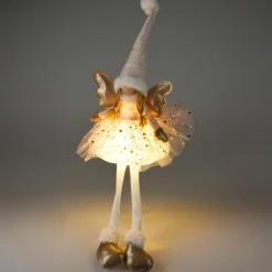 Ange de Noël lumineux à piles (H60 cm) Gladys étoiles Rose