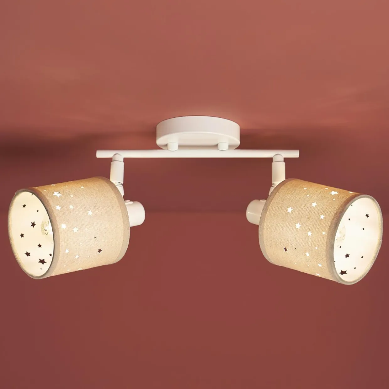 Applique murale 2 abat-jour orientables métal et lin (30 x 17 cm) Estrella Beige