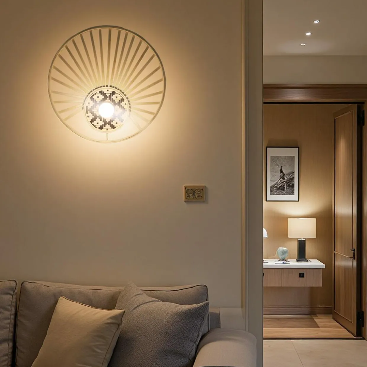 Applique murale en bambou (D50 cm) Lagunee Naturel