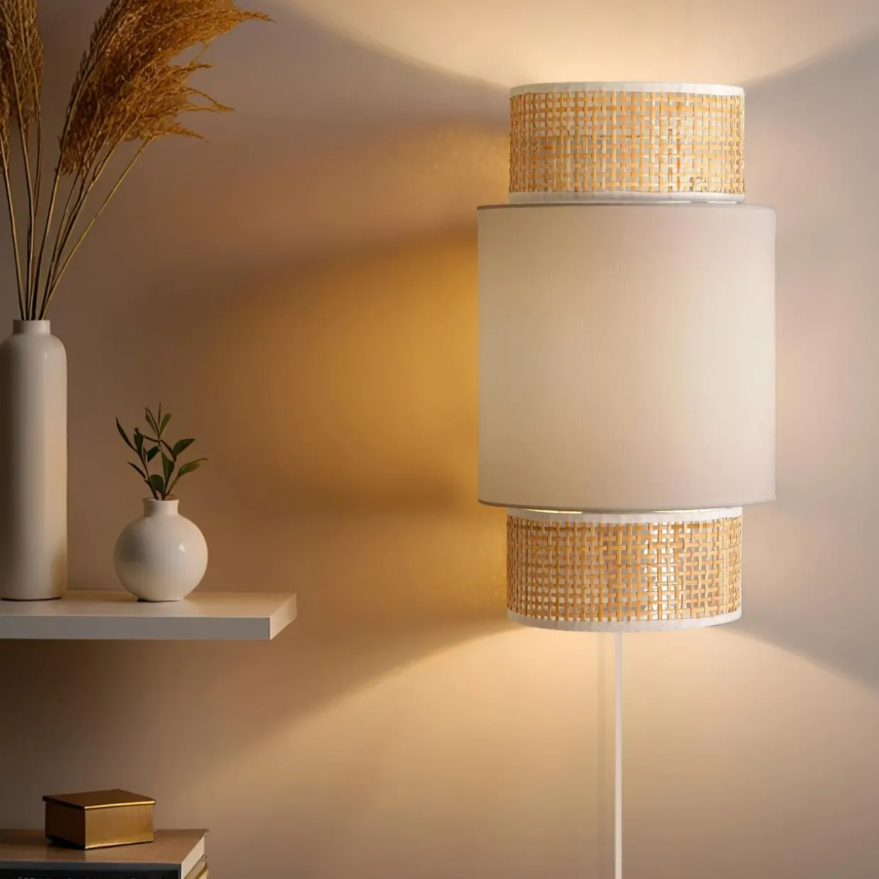 Applique murale en rotin (H33 cm) Luz Beige