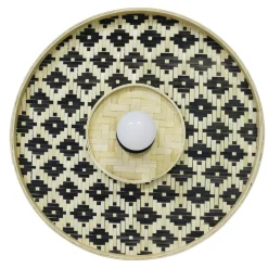 Applique murale ronde en bambou (D50 cm) Marioka Noir et naturel