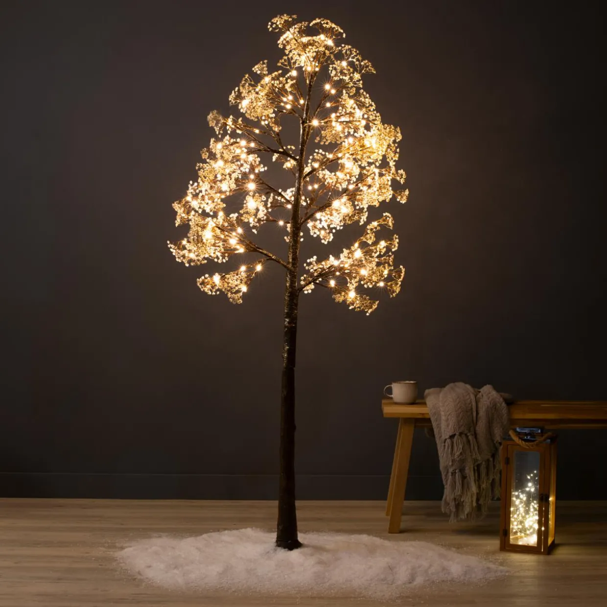 Arbre lumineux 180 LED (H180 cm) Gypsophile givré Blanc chaud