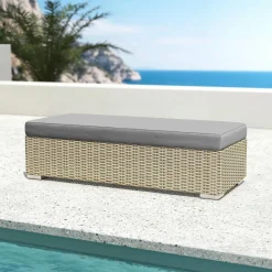 Banquette en résine tressée 2 places Palma Gris et anthracite