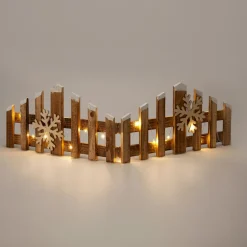Barrière en bois lumineuse à piles 15 LED (76 x H20 cm) Clôture déco Blanc chaud