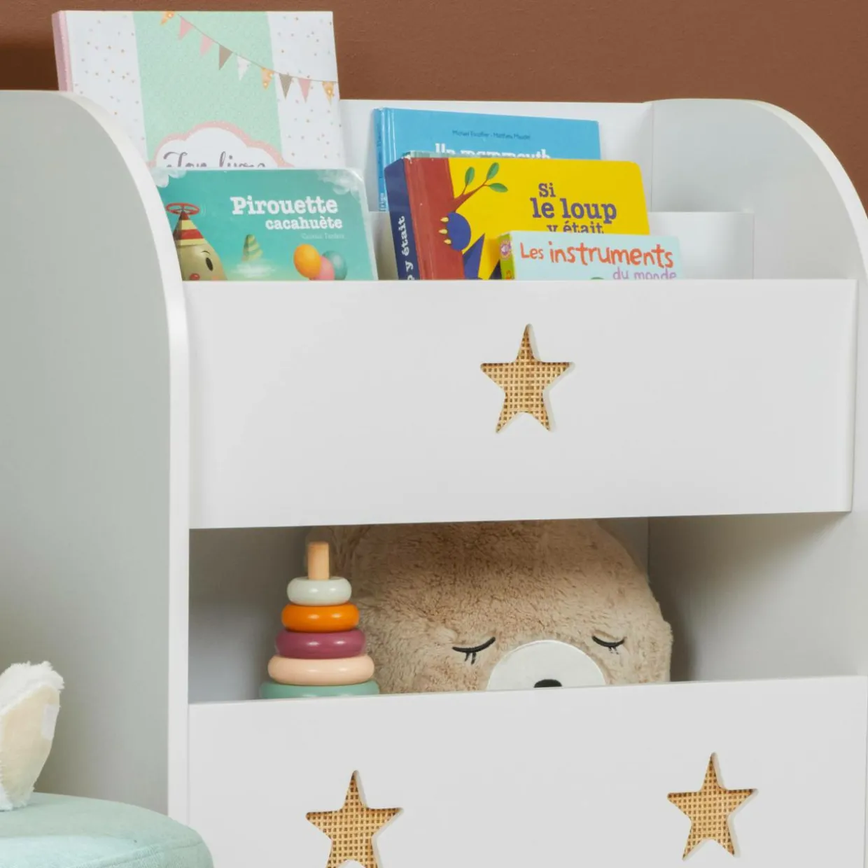 Bibliothèque enfant bois (H72 cm) Stars Blanche