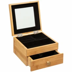 Boite à bijoux en bambou et velours (15 x 15 cm) Loa