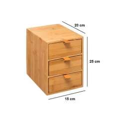 Boite bambou 3 tiroirs (H25 cm) Sury Naturel