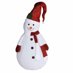 Bonhomme de neige lumineux à piles (H140 cm) Pliable Rouge pailleté
