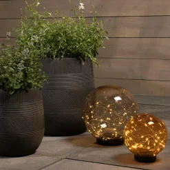 Borne de jardin solaire 30 LED (H28 cm cm) Crystal Orange