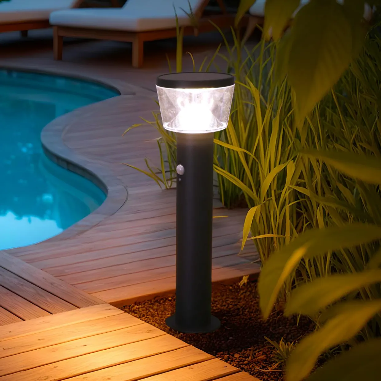 Borne de jardin solaire 600 lumens (H54 cm) Orion lux Gris anthracite