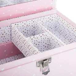 Boîte à bijoux enfant miroir Demoiselle Rose
