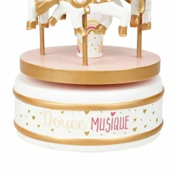 Boîte à musique enfant bois (H20 cm) Caroussel Rose