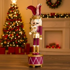 Boîte à musique (H30 cm) Casse-noisette Arlequin Lie de vin