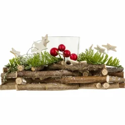 Bougeoir photophore (D20 cm) Etoile bois et forêt