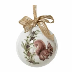 Boule de Noël (D100 mm) Écureuil sauvage et noeud Naturel