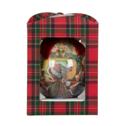 Boule de Noël (D100 mm) Petits oursons Bordeaux