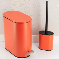 Brosse WC à tête plate Black line Terre de sienne/Noir