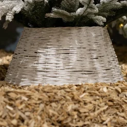 Cache pied de sapin en osier (D57 cm) Saule tressé Blanc