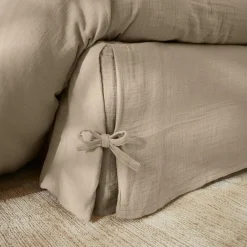 Cache-sommier Gaze de coton (140 x 190 cm) Gaïa Ficelle