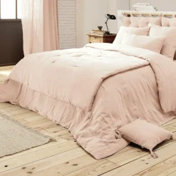 Cache-sommier Gaze de coton (140 x 190 cm) Gaïa Rose poudré