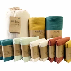 Cache-sommier Gaze de coton (140 x 190 cm) Gaïa Rose poudré