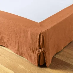 Cache-sommier Gaze de coton (180 x 200 cm) Gaïa Abricot