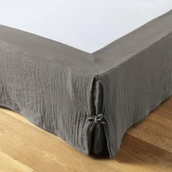 Cache-sommier Gaze de coton (160 x 200 cm) Gaïa Gris granit