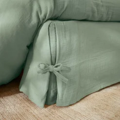 Cache-sommier Gaze de coton (90 x 190 cm) Gaïa Vert eucalyptus