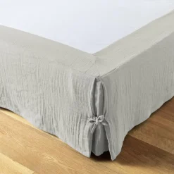 Cache-sommier Gaze de coton (90 x 190 cm) Gaïa Gris nuage