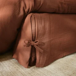 Cache-sommier Gaze de coton (160 x 200 cm) Gaïa Terracotta