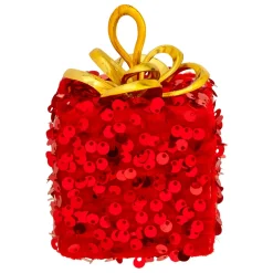 Cadeau de Noël à suspendre (H10 cm) Sequins Rouge