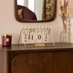 Calendrier perpétuel métal (H17 cm) Automne Rose