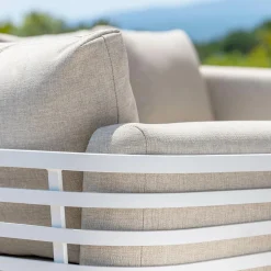 Canapé de jardin en aluminium 3 places Monte Carlo Blanc et taupe