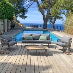 Canapé de jardin en aluminium 3 places Amalfi Gris anthracite