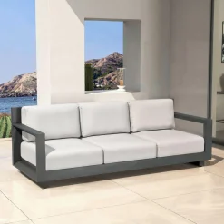 Canapé de jardin en aluminium 3 places Elba Gris anthracite et gris clair