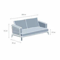 Canapé de jardin en aluminium 2 places Monte Carlo Gris anthracite