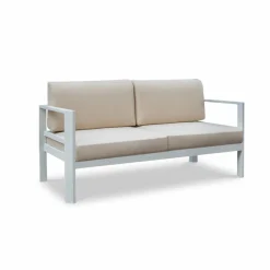 Canapé de jardin en aluminium 2 places Ostara Blanc et taupe