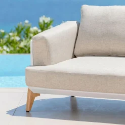 Canapé de jardin en aluminium 2 places Monte Carlo Blanc et taupe