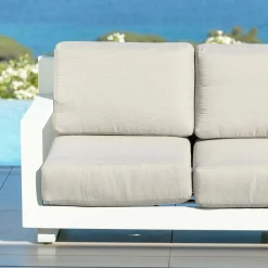 Canapé de jardin en aluminium 3 places Elba Blanc et taupe