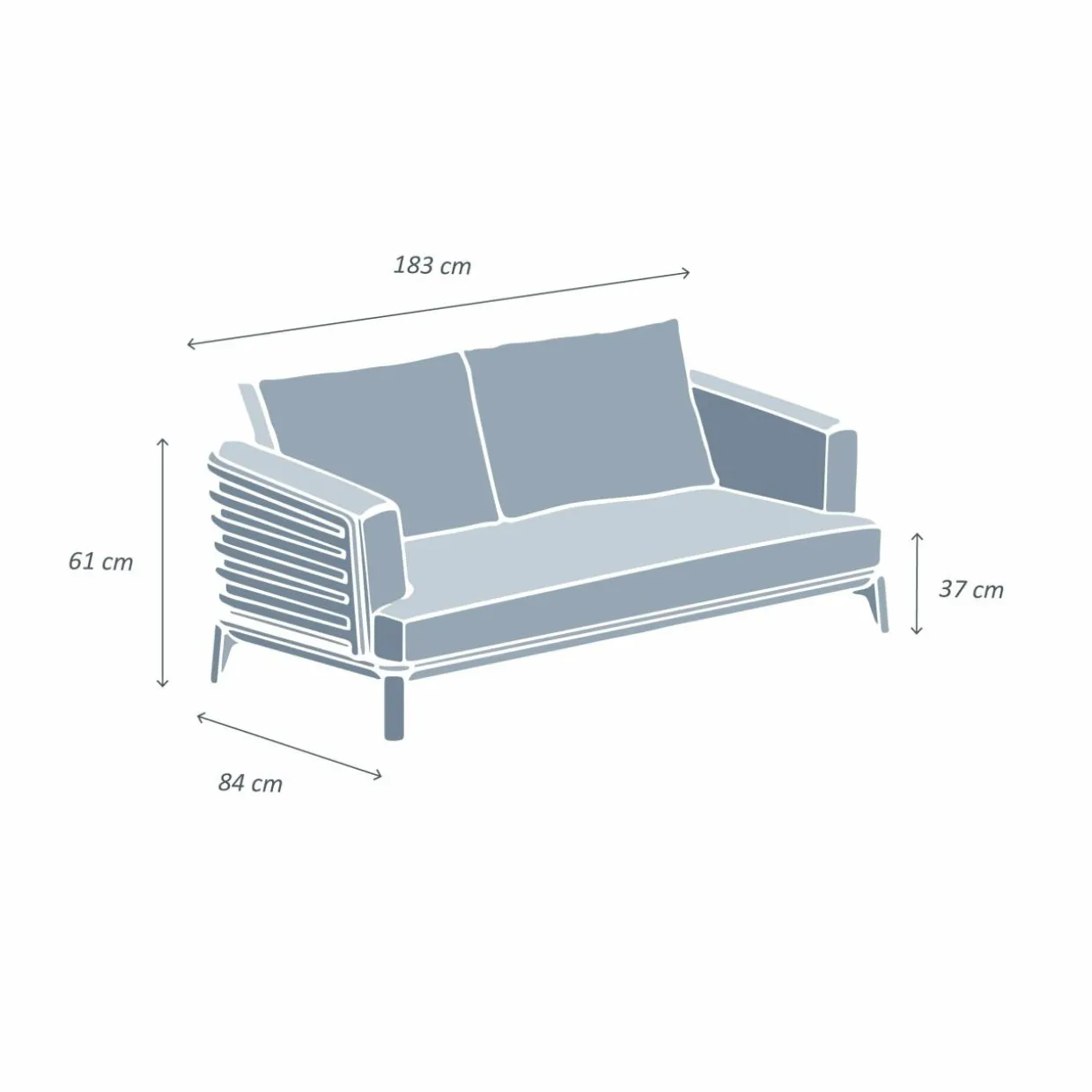 Canapé de jardin en aluminium 2 places Monte Carlo Gris anthracite et taupe