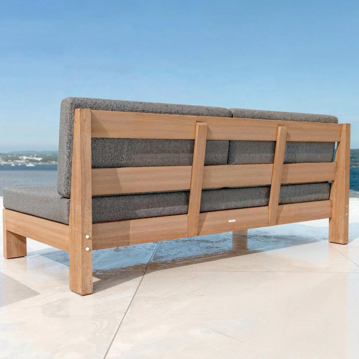 Canapé de jardin en bois d'acacia 3 places Bornéo Gris anthracite